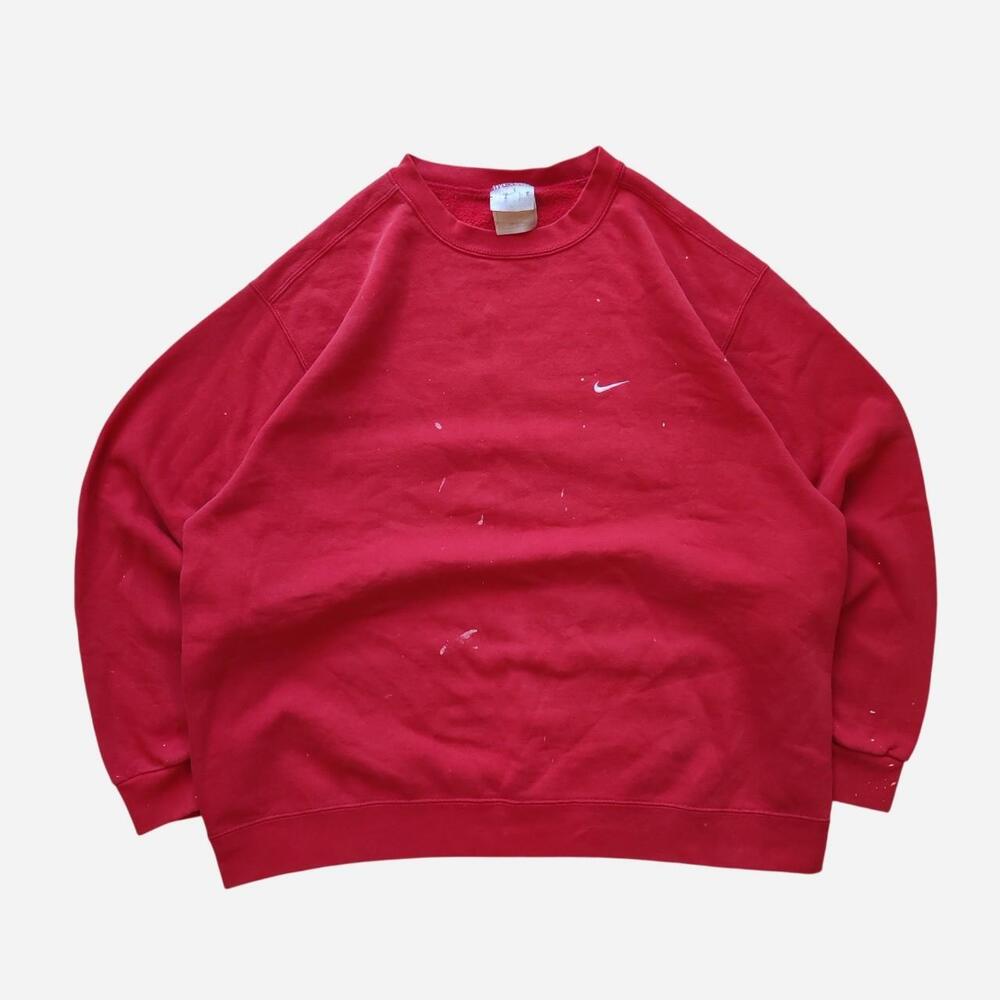 Vintage Red Faded Nike crewneck sweatshirt with white swoosh